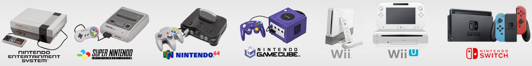 Collage de consolas de sobremesa de Nintendo desde la NES a la Switch